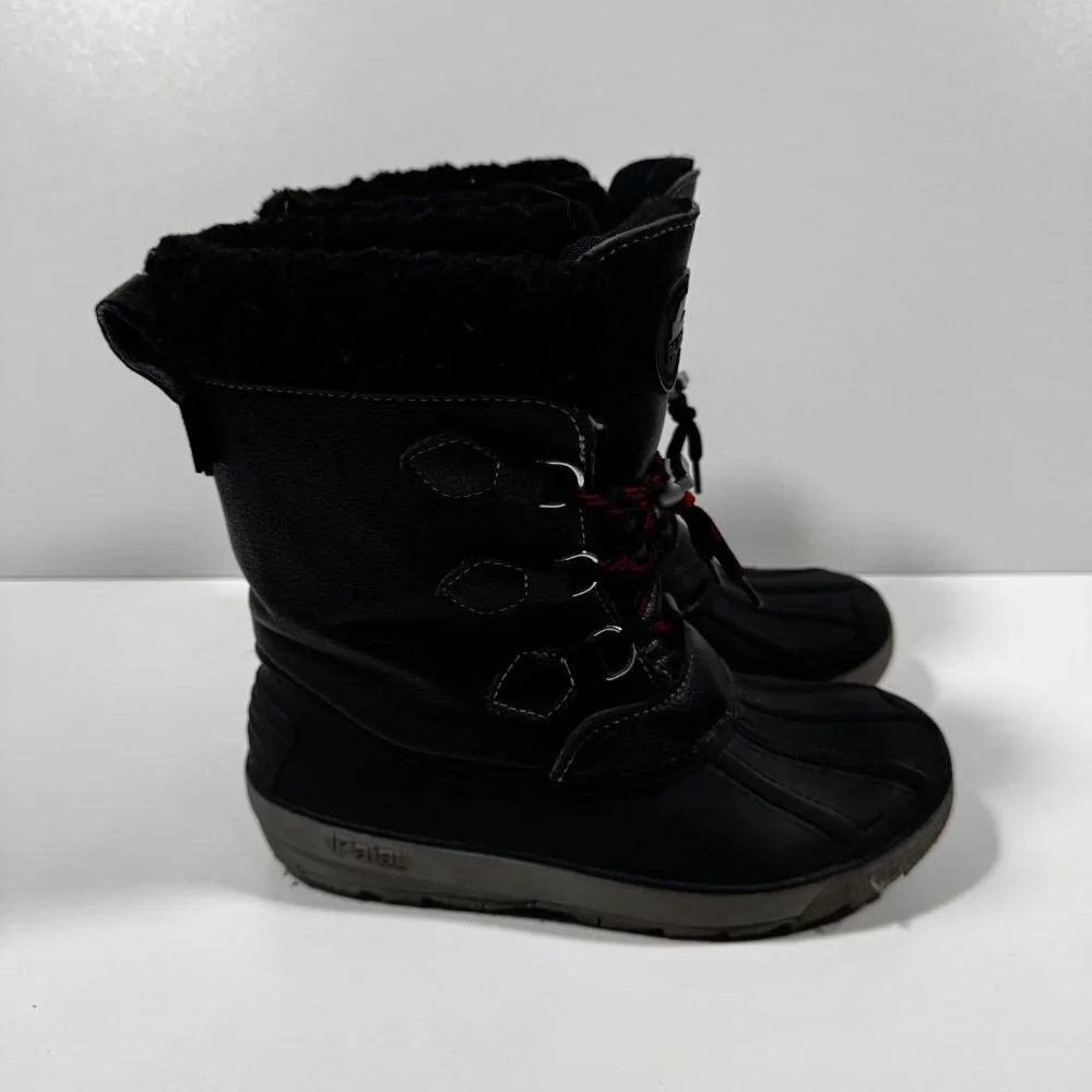 Pajar Waterproof Winter Snow Boots Black Faux Fur Lace-Up Boys Girls 3Y Outdoor